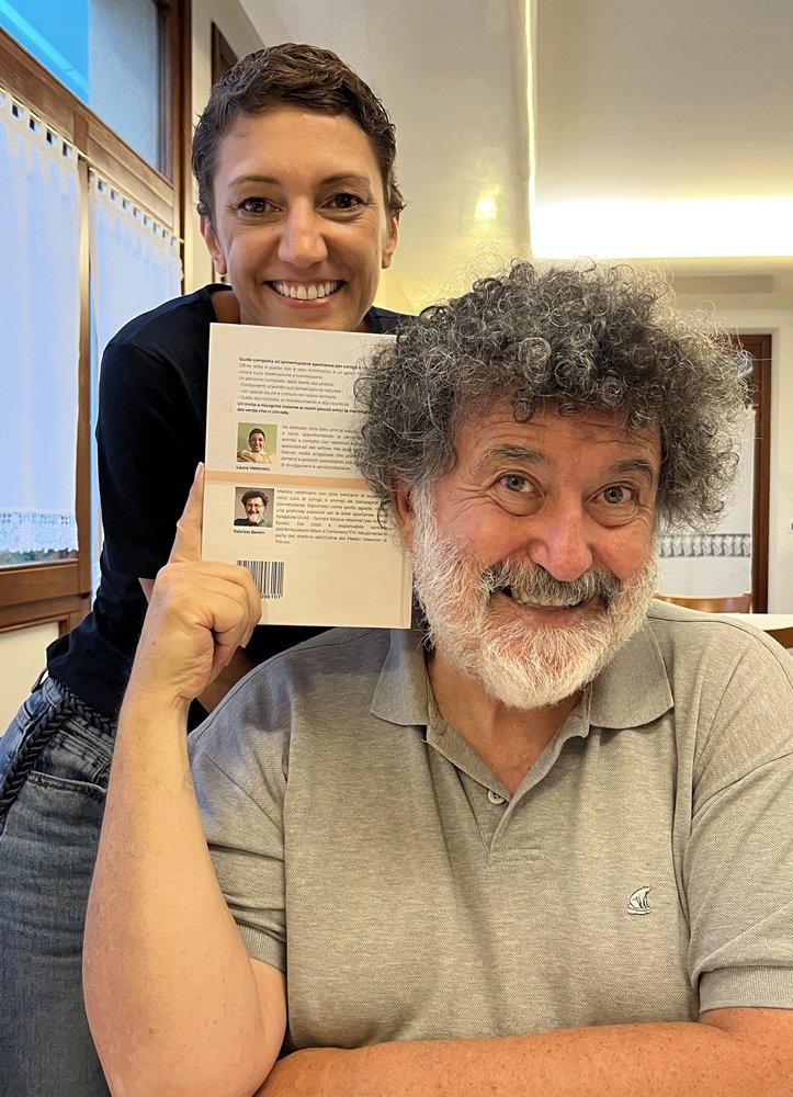 Laura Vedovato and Dr. Fabrizio Benini presenting the book Herbs and Foraging for Rabbits and Guinea Pigs